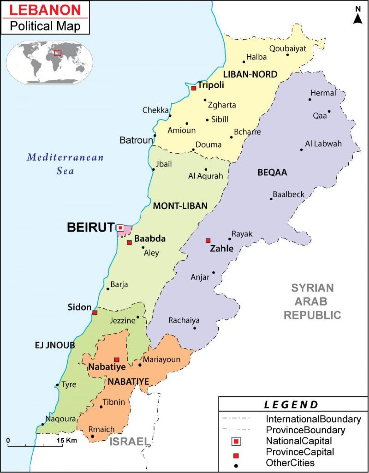 harta Liban politice