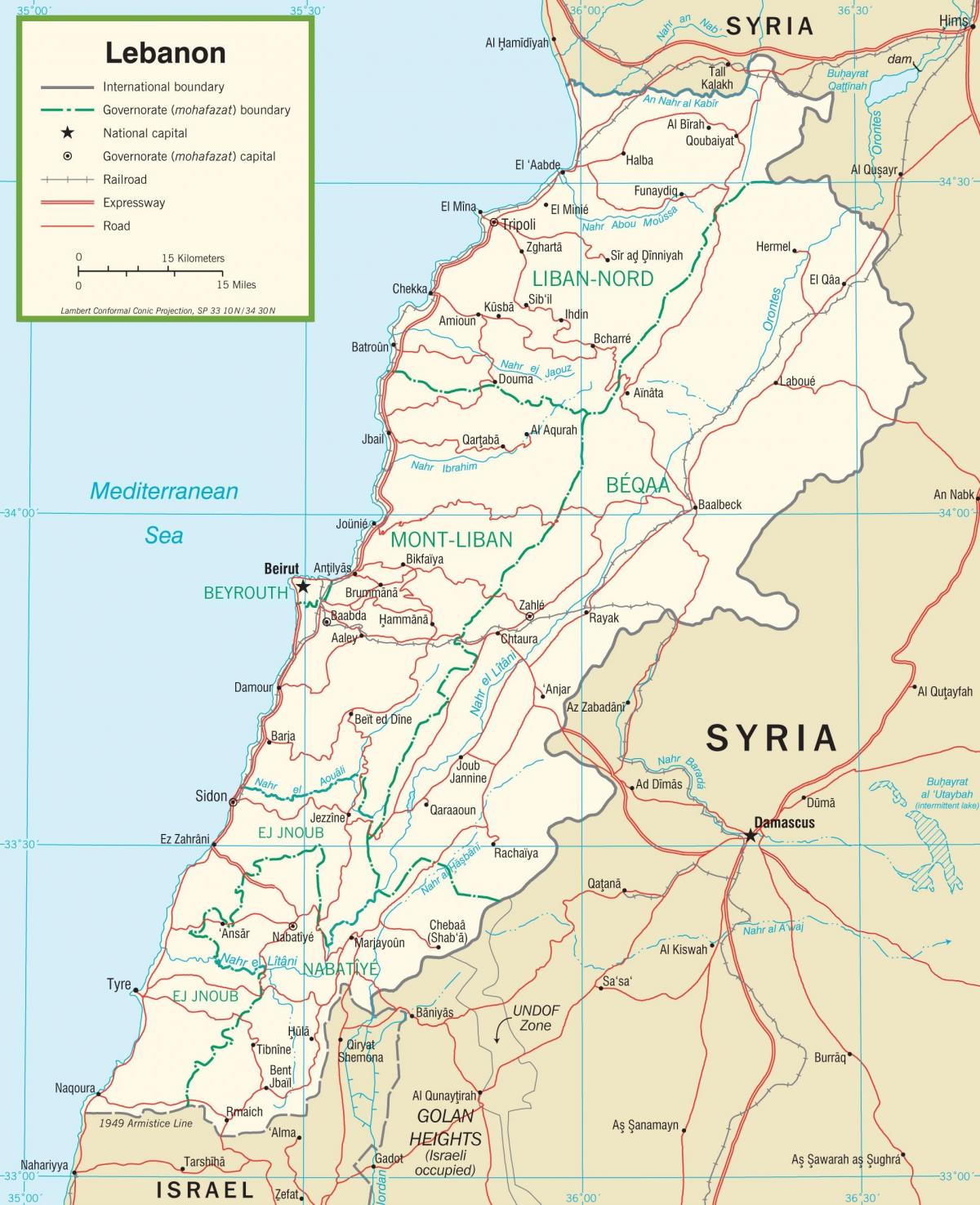 Liban drumuri hartă